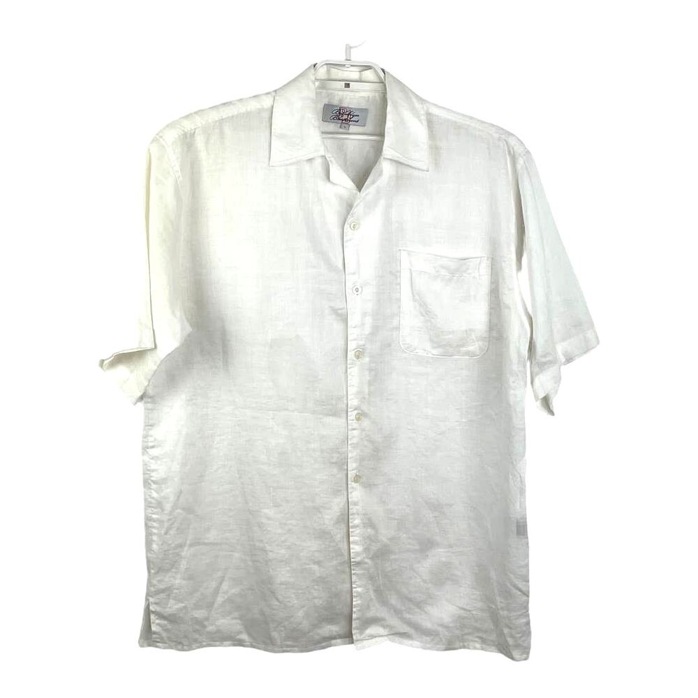 Brooklyn Boulevard 100 % Linen Shirt Size Large Short Sleeve
